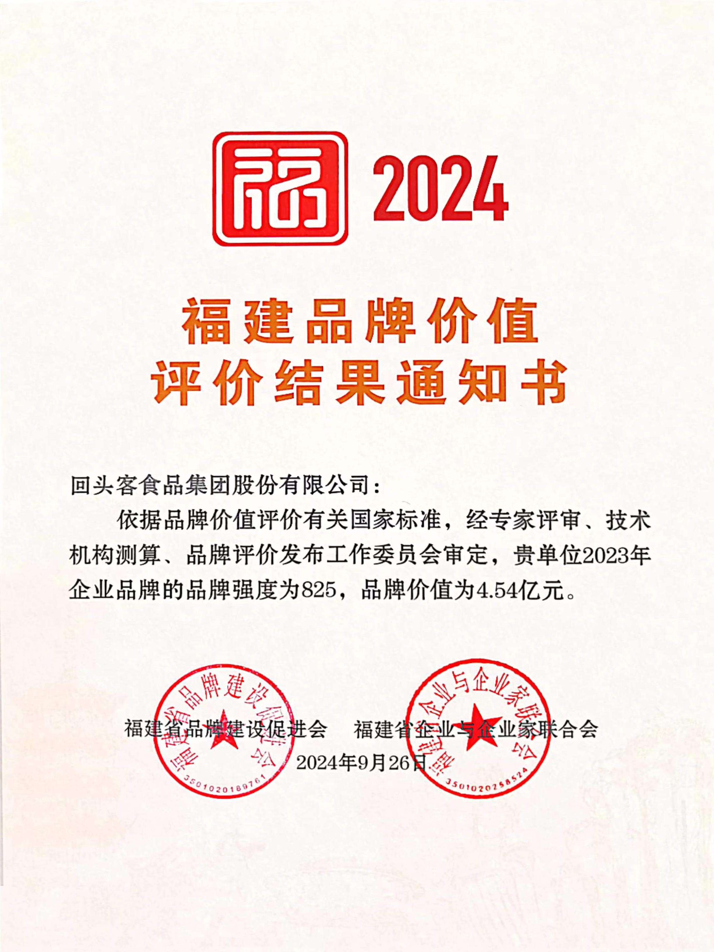 2024福建品牌價值評價結(jié)果